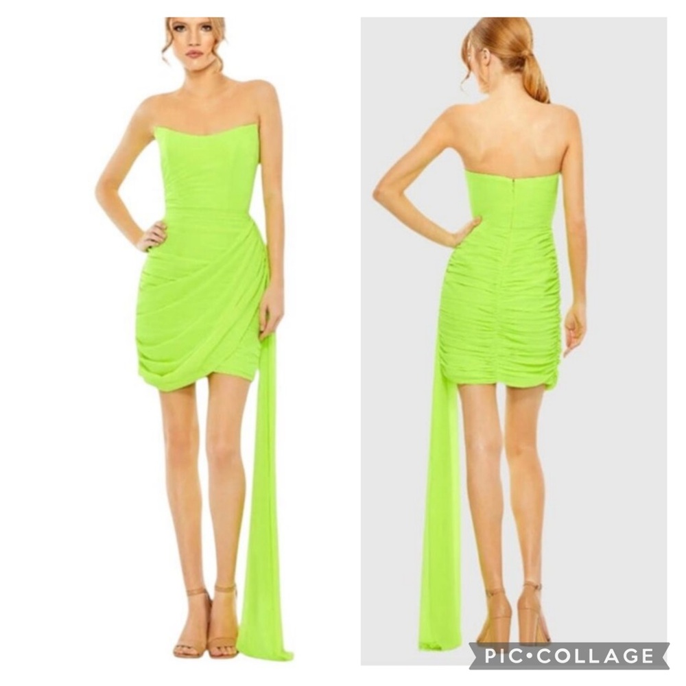NWT IEENA FOR MAC DUGGAL 56005 Mini Lime Green strapless PROM VACATION